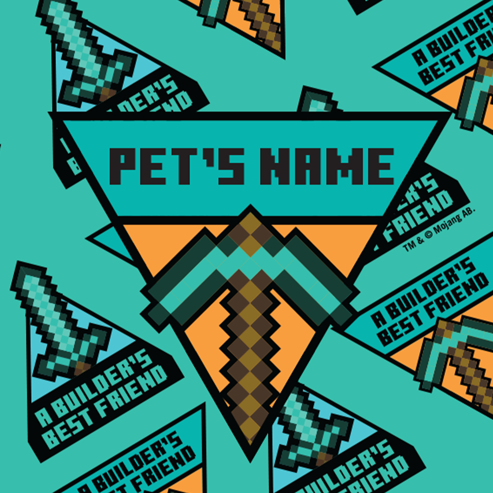 Alternative view of Minecraft A Builders Best Friend Personalized Pet Bandana