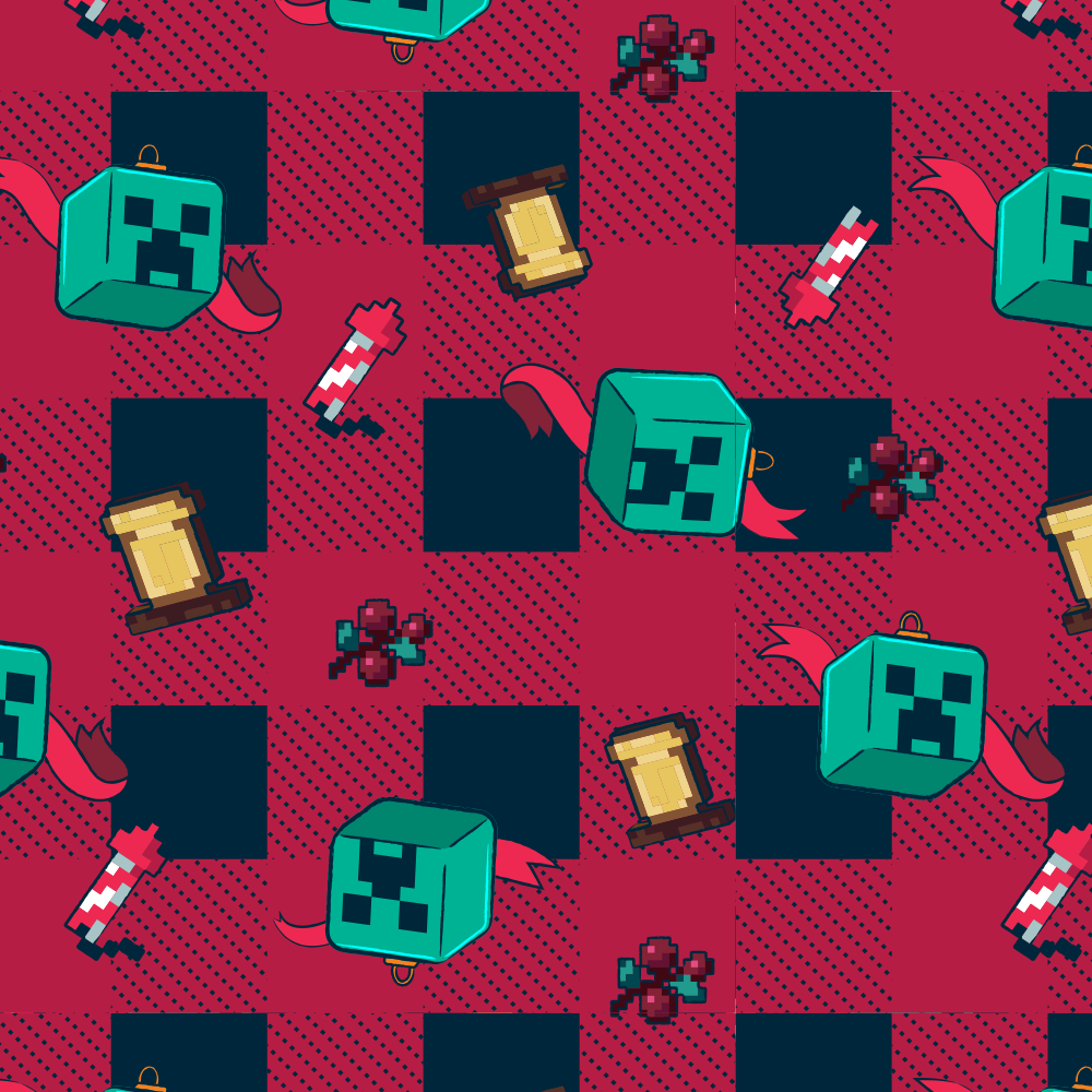 Alternative view of Minecraft Creeper Plaid Sherpa Blanket