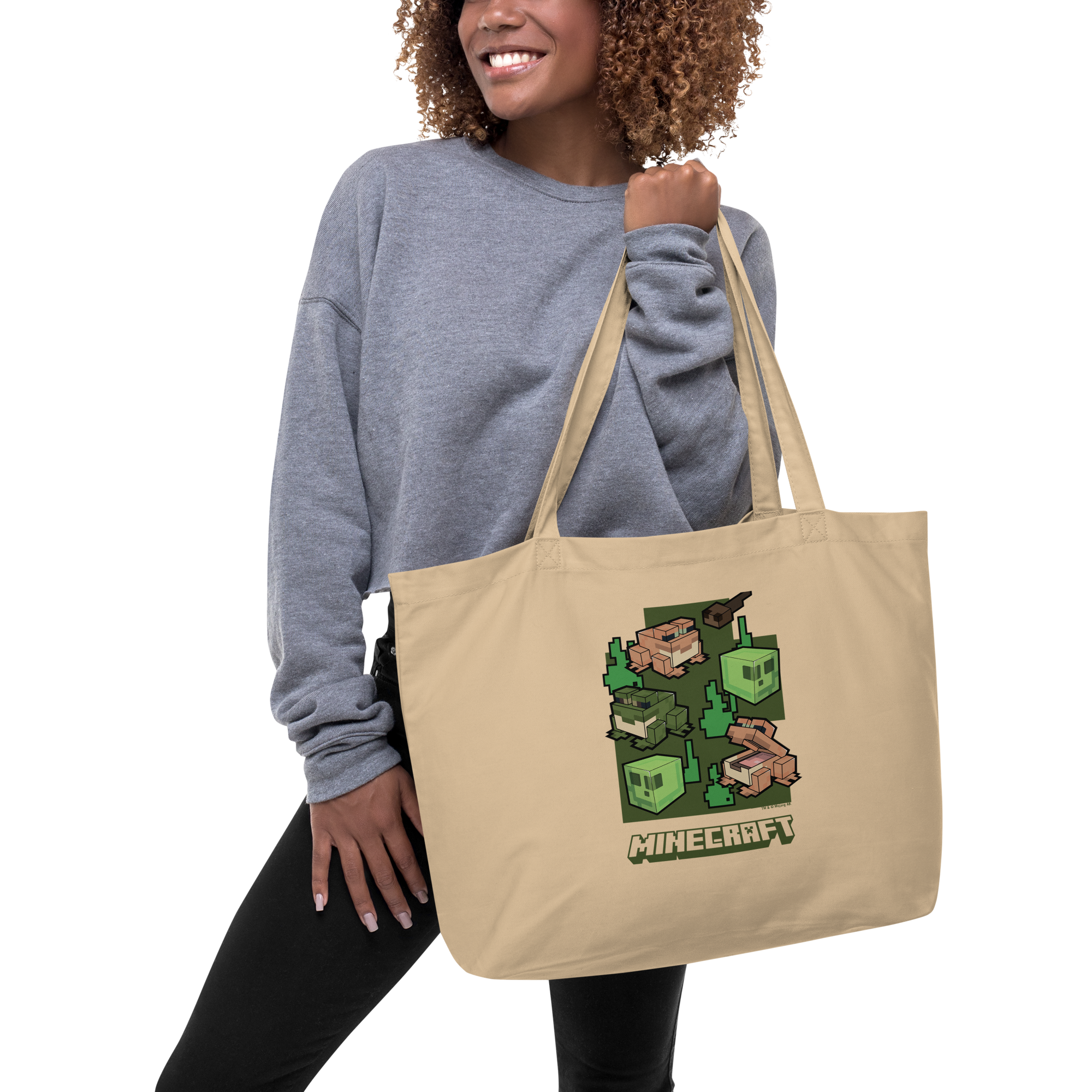 Alternative view of Minecraft Frogs Large Eco Tote