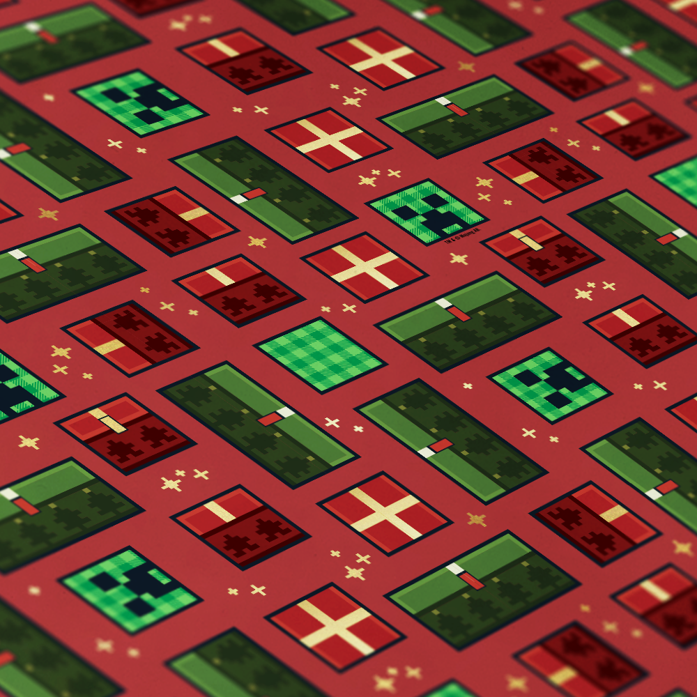 Alternative view of Minecraft Holiday Boxes Pattern Gift Wrap