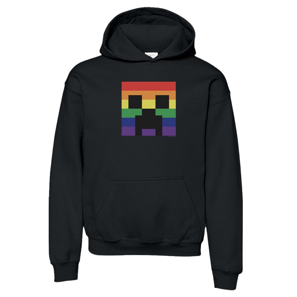 Alternative view of Minecraft Rainbow Creeper Kids Hooded Sweatshirt