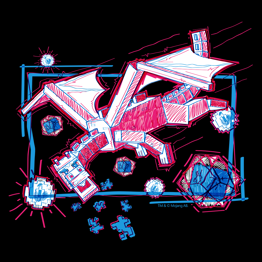 Alternative view of Minecraft Acid Sketch Ender Dragon Kids Short Sleeve T-Shirt