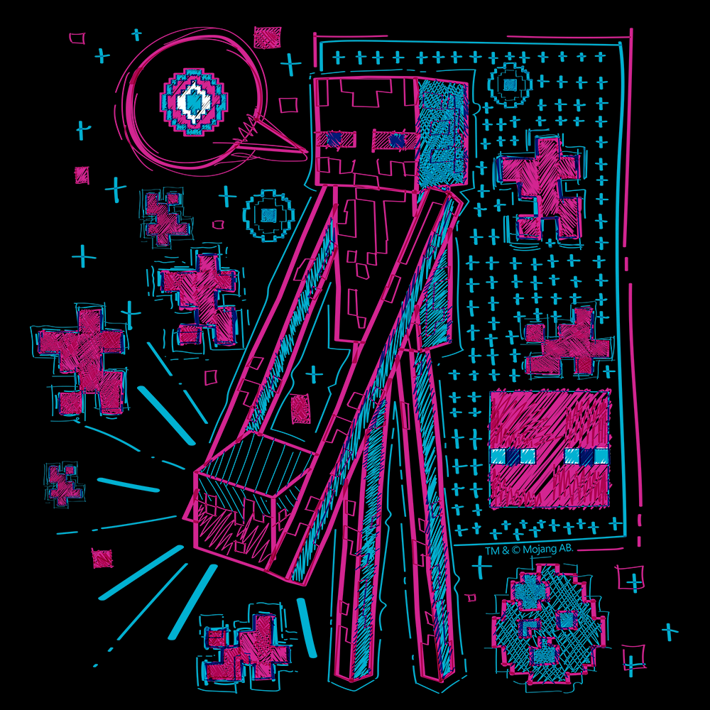 Alternative view of Minecraft Acid Sketch Enderman Kids Short Sleeve T-Shirt