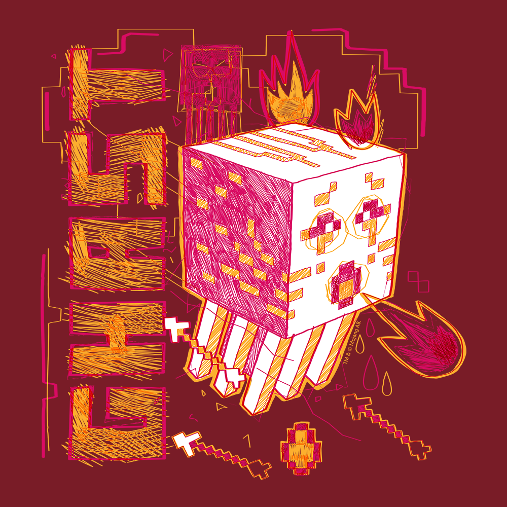 Alternative view of Minecraft Acid Sketch Ghast Adult Short Sleeve T-Shirt
