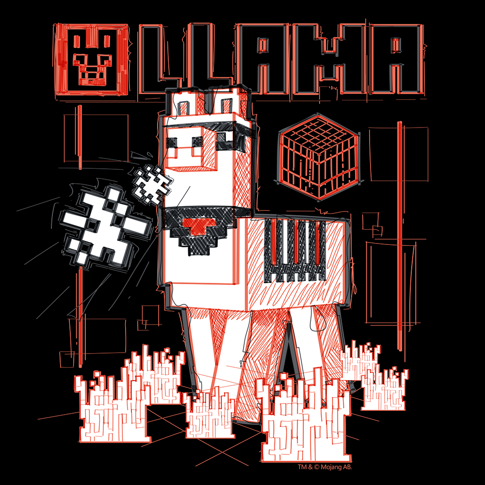 Alternative view of Minecraft Acid Sketch Llama Kids Short Sleeve T-Shirt