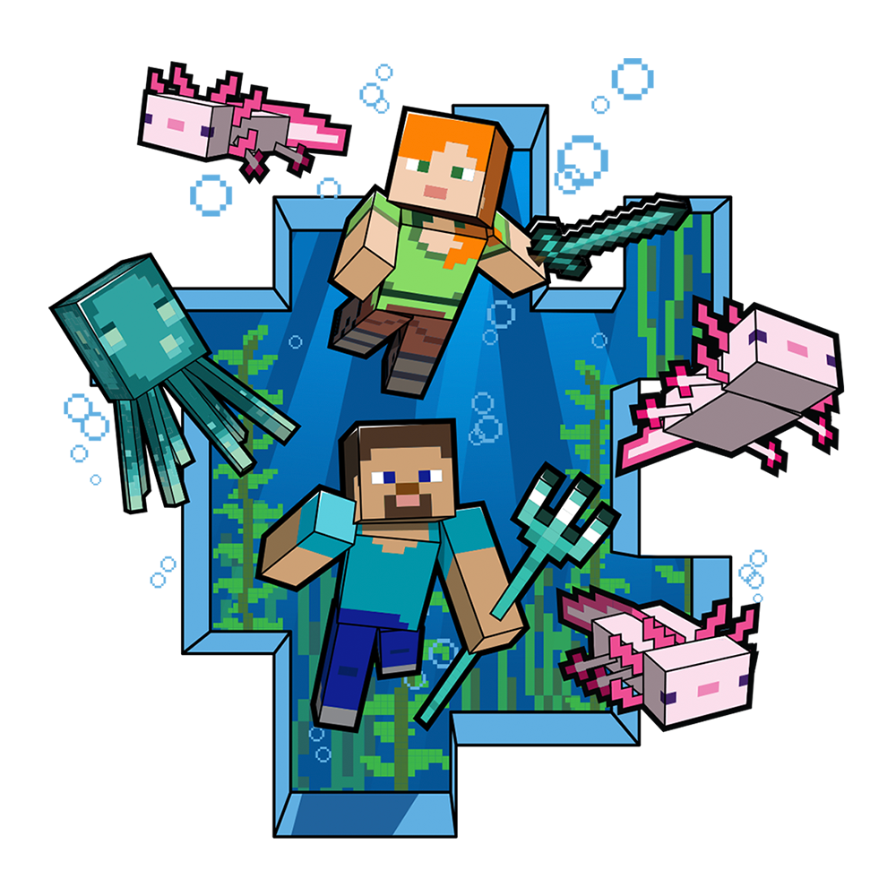 Alternative view of Minecraft Caves & Cliffs Underwater White Mug