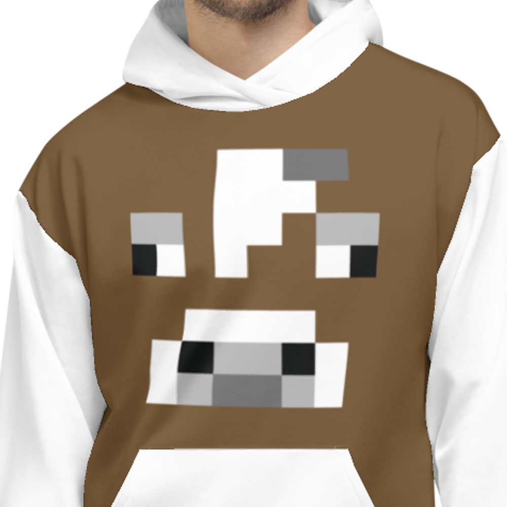 Minecraft Cow Face Adult Pullover Hoodie - Image 3