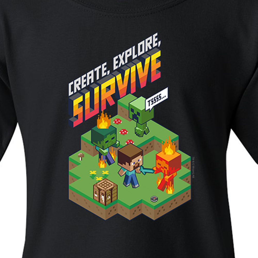 Alternative view of Minecraft Create, Explore, Survive TSSSS Composition Kids Short Sleeve T-Shirt