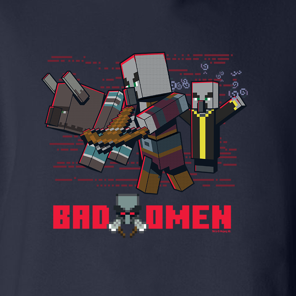 Alternative view of Minecraft Jolly Mobs Bad Omen Pullover Hoodie