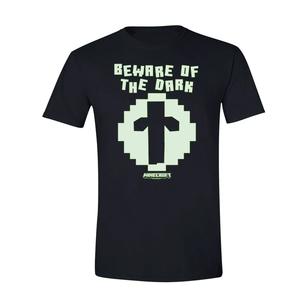 Alternative view of Minecraft Zombie Beware of The Dark Glow in The Dark Adult T-Shirt