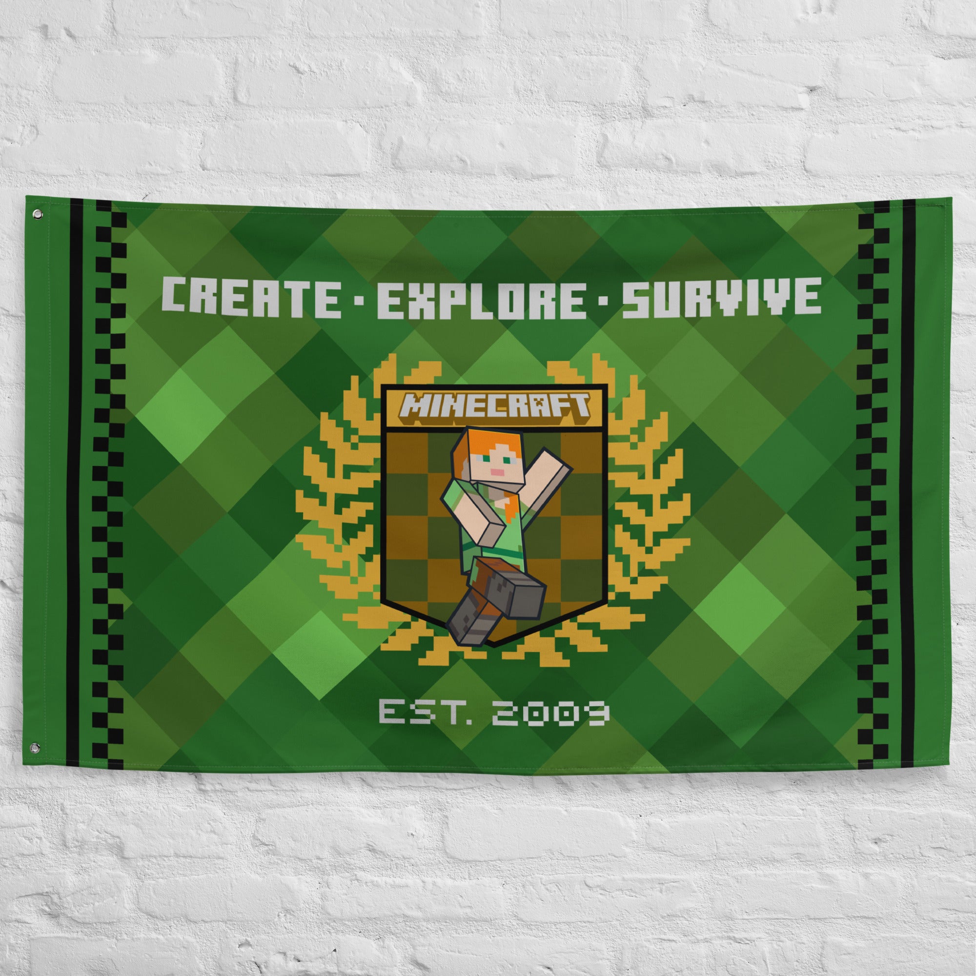 Alternative view of Minecraft Create, Explore, Survive Flag