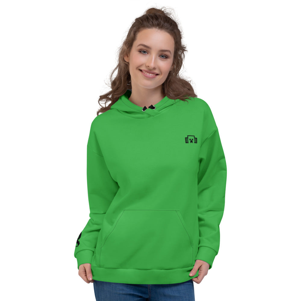 Alternative view of Minecraft Tuned In Green Creeper Adult Hoodie