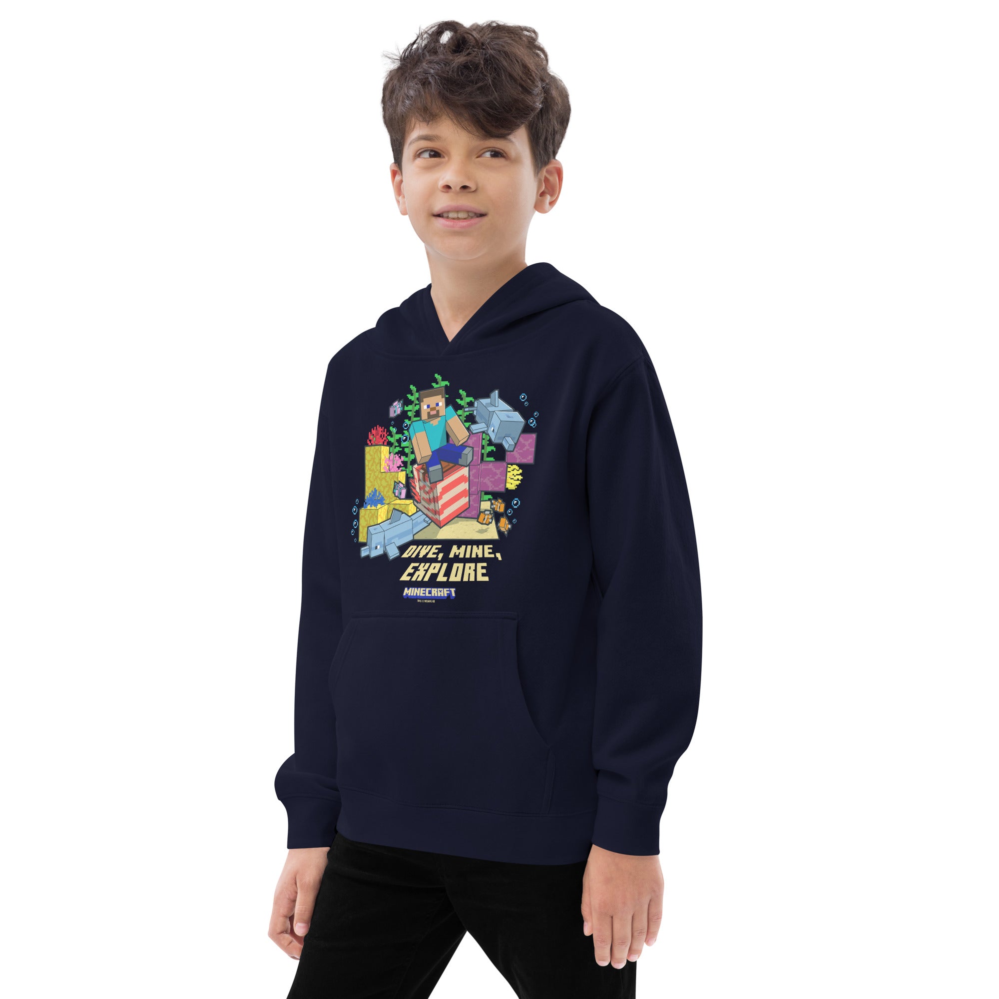 Alternative view of Minecraft Kids Hoodie Dive, Mine, Explore