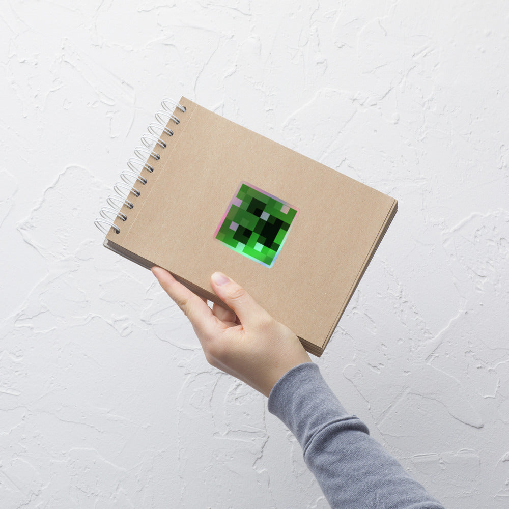 Alternative view of Minecraft Creeper Holographic Sticker