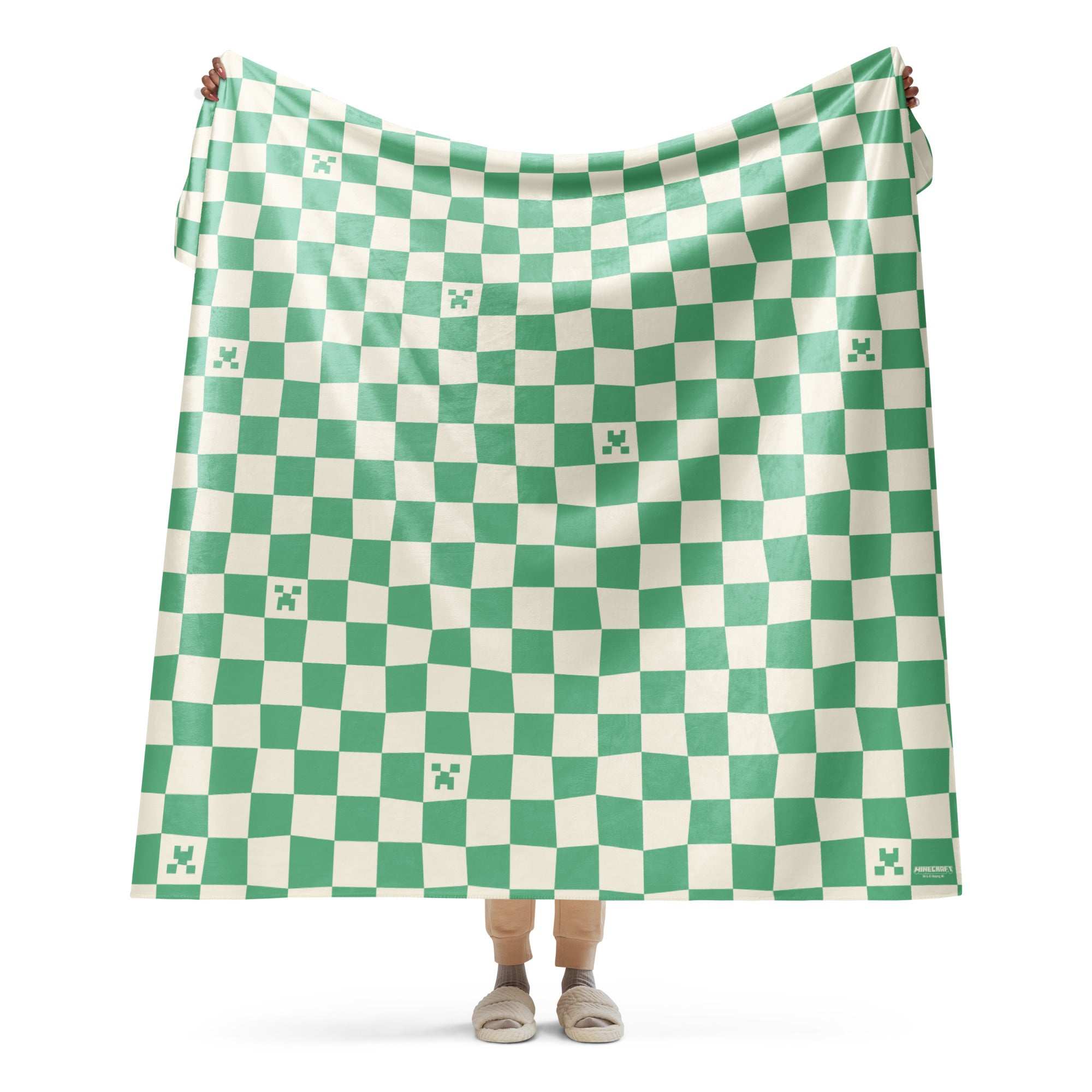 Alternative view of Minecraft Blanket Creeper Picnic Pattern