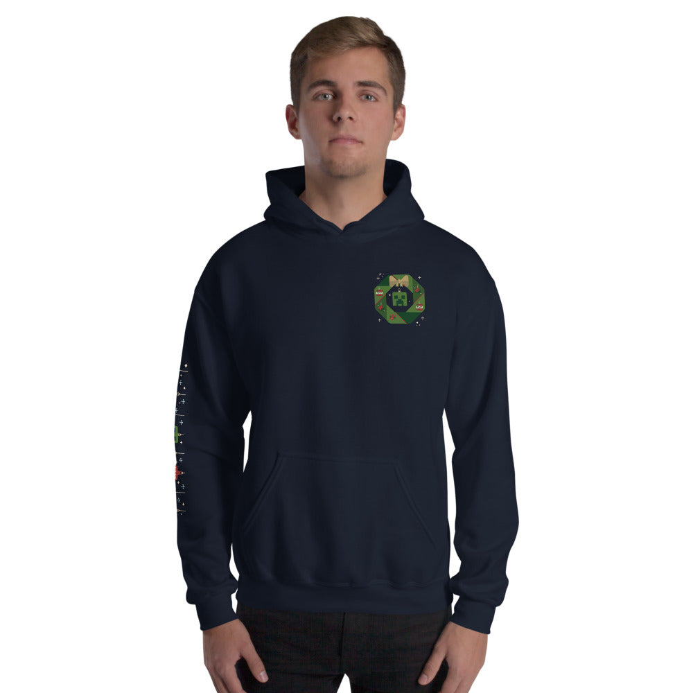 Alternative view of Minecraft Creeper Holiday Wreath Adult Hoodie