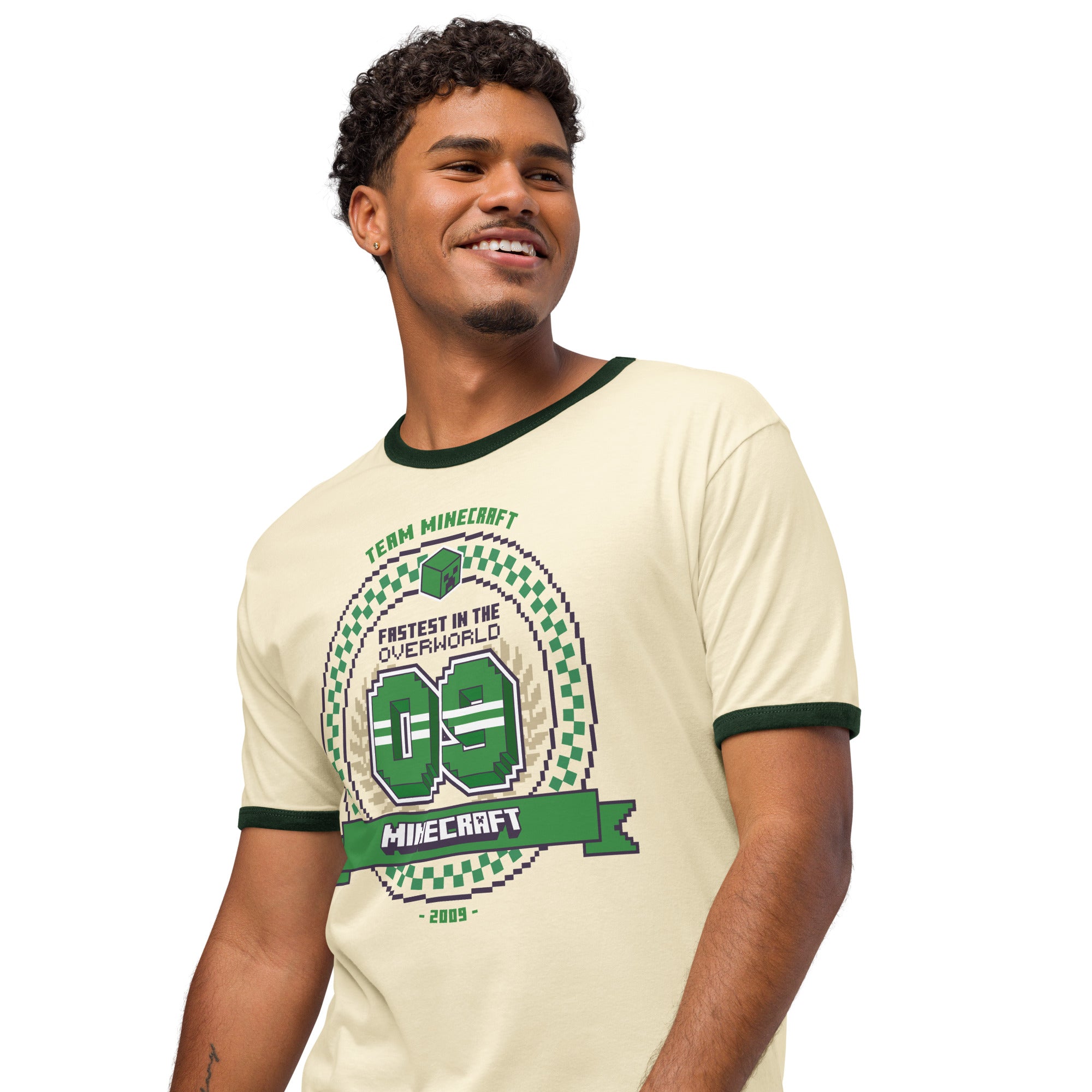 Alternative view of Minecraft Ringer T-Shirt Fastest In The Overworld