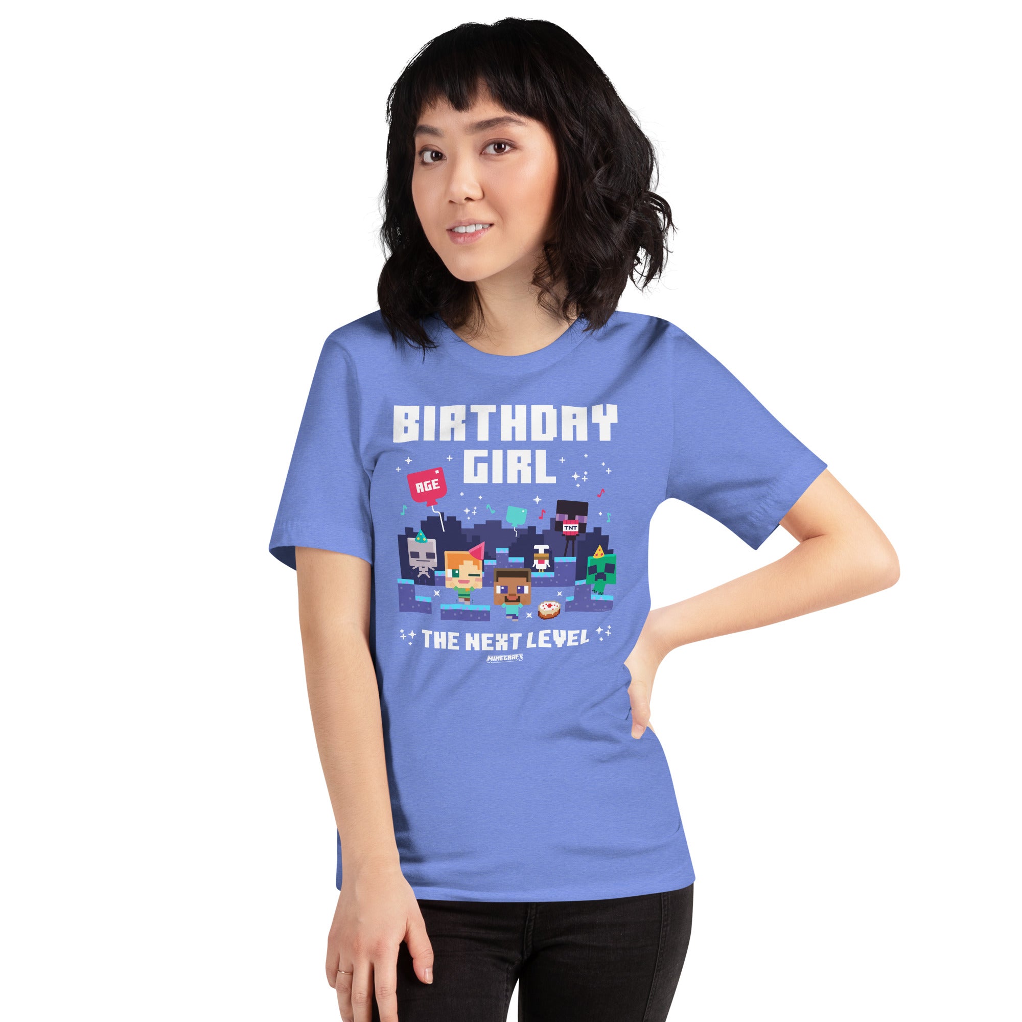 Alternative view of Minecraft Adult T-Shirt Birthday Girl Personalized Age