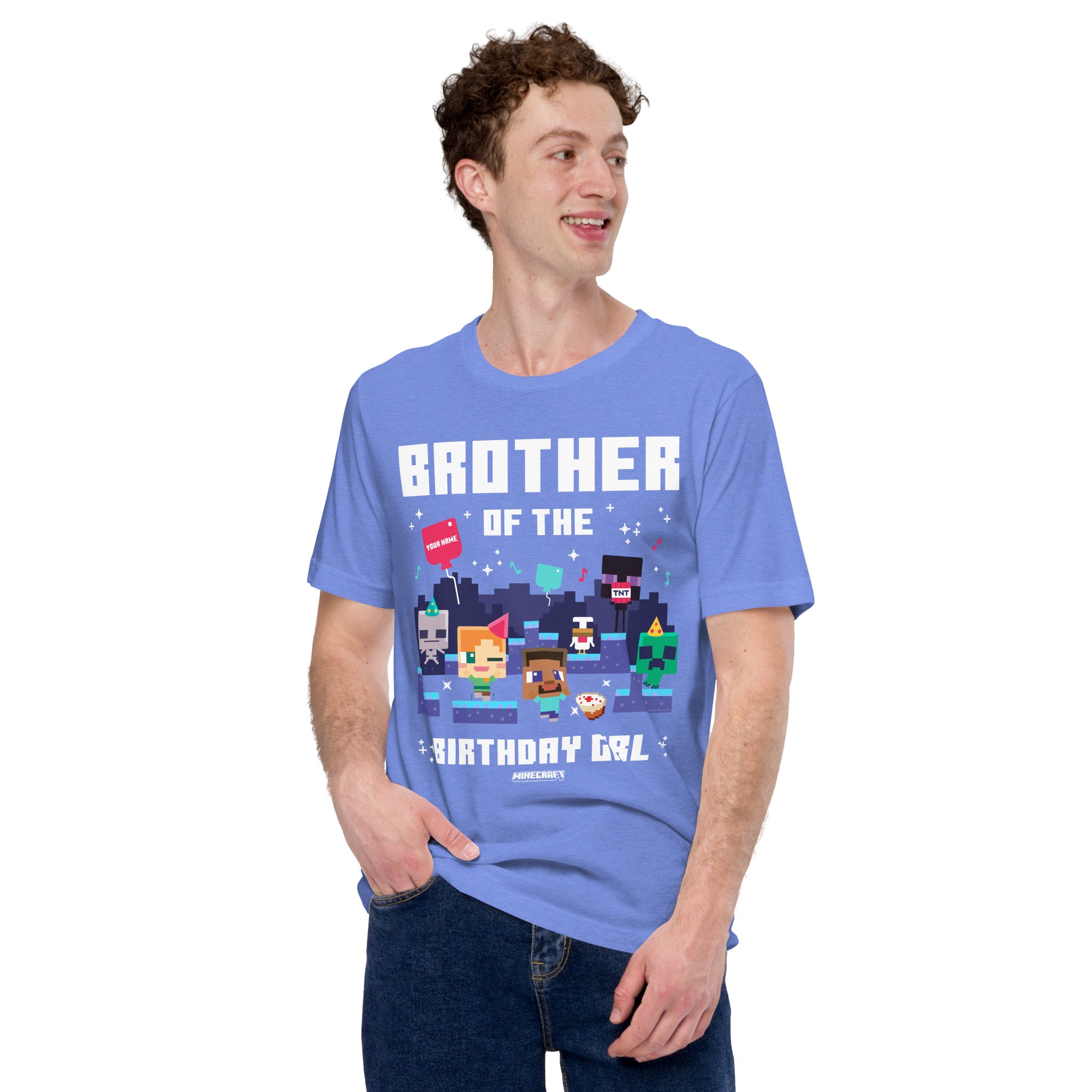 Alternative view of Minecraft Adult T-Shirt Brother Of The Birthday Girl Personalized Name