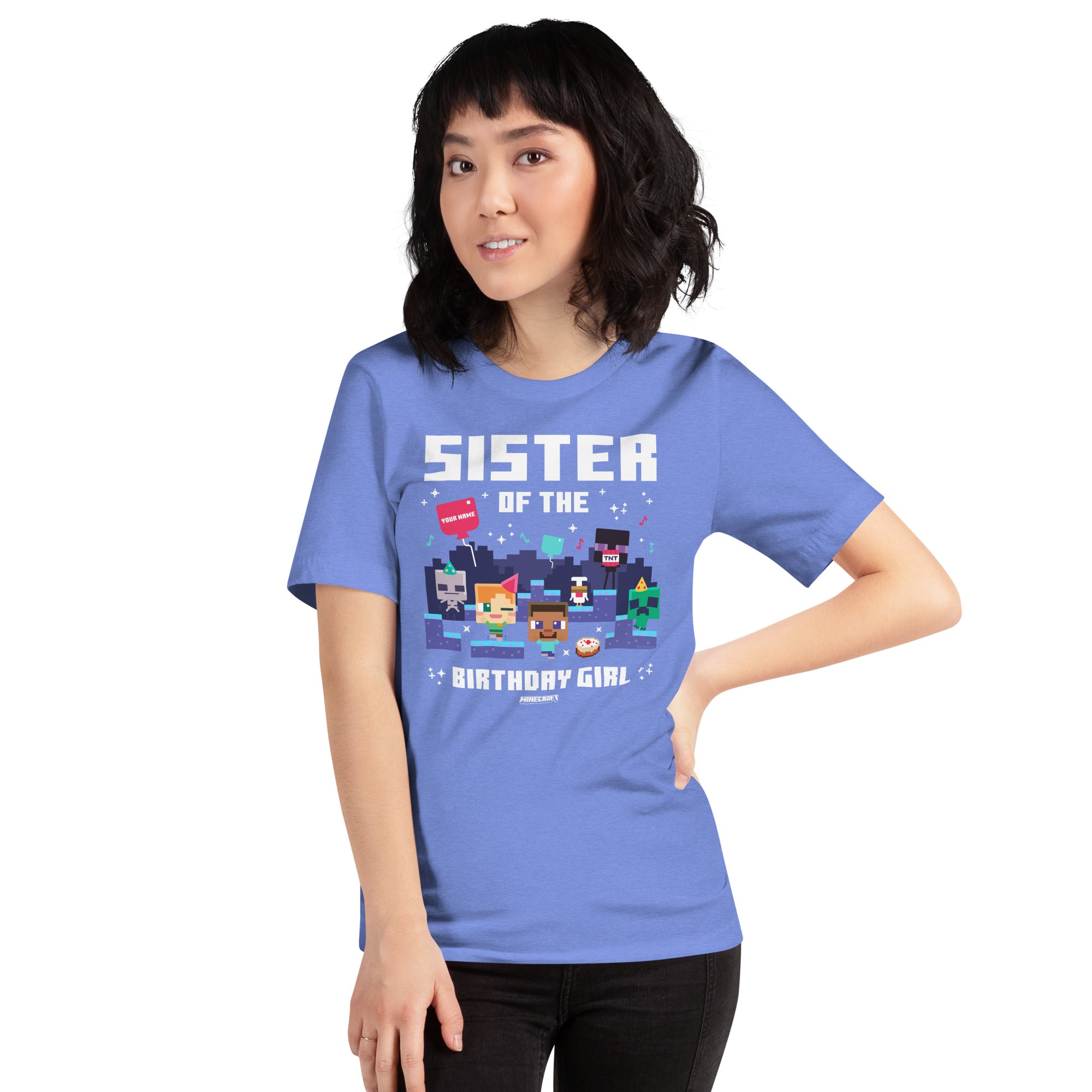 Alternative view of Minecraft Adult T-Shirt Sister Of The Birthday Girl Personalized Name