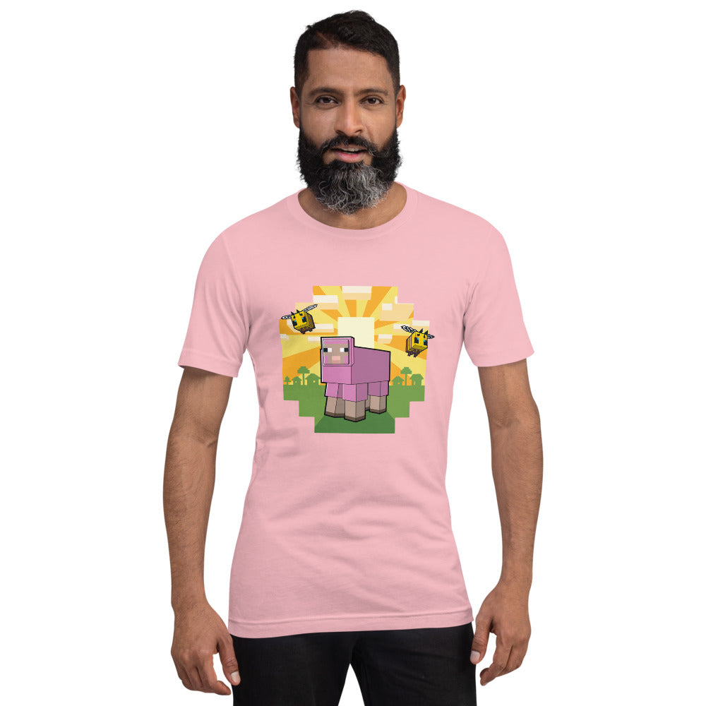 Minecraft Pink Sheep Adult T-Shirt - Image 13