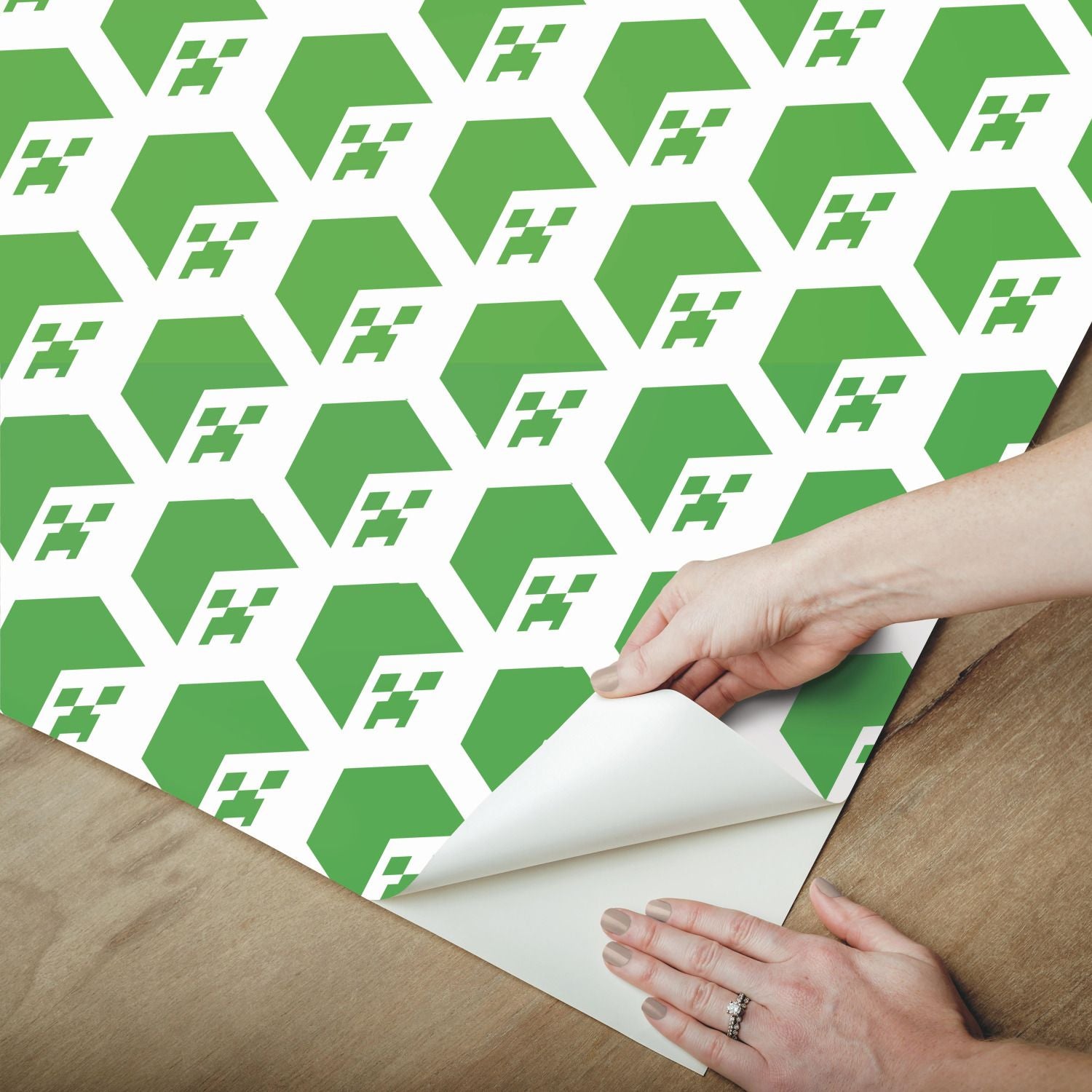 Minecraft Creeper Face Green Peel & Stick Wallpaper - Image 3