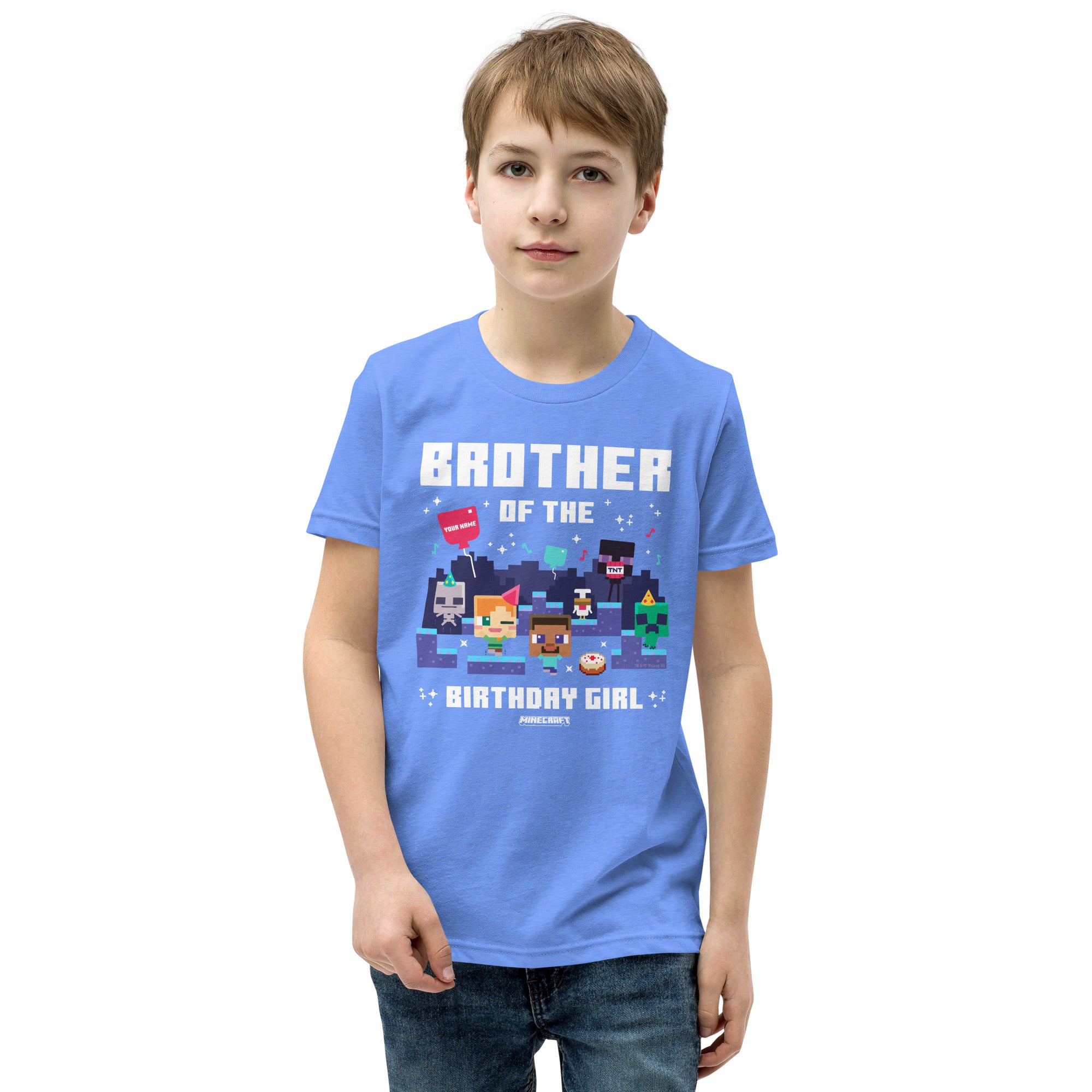 Alternative view of Minecraft Kids T-Shirt Brother Of The Birthday Girl Personalized Name