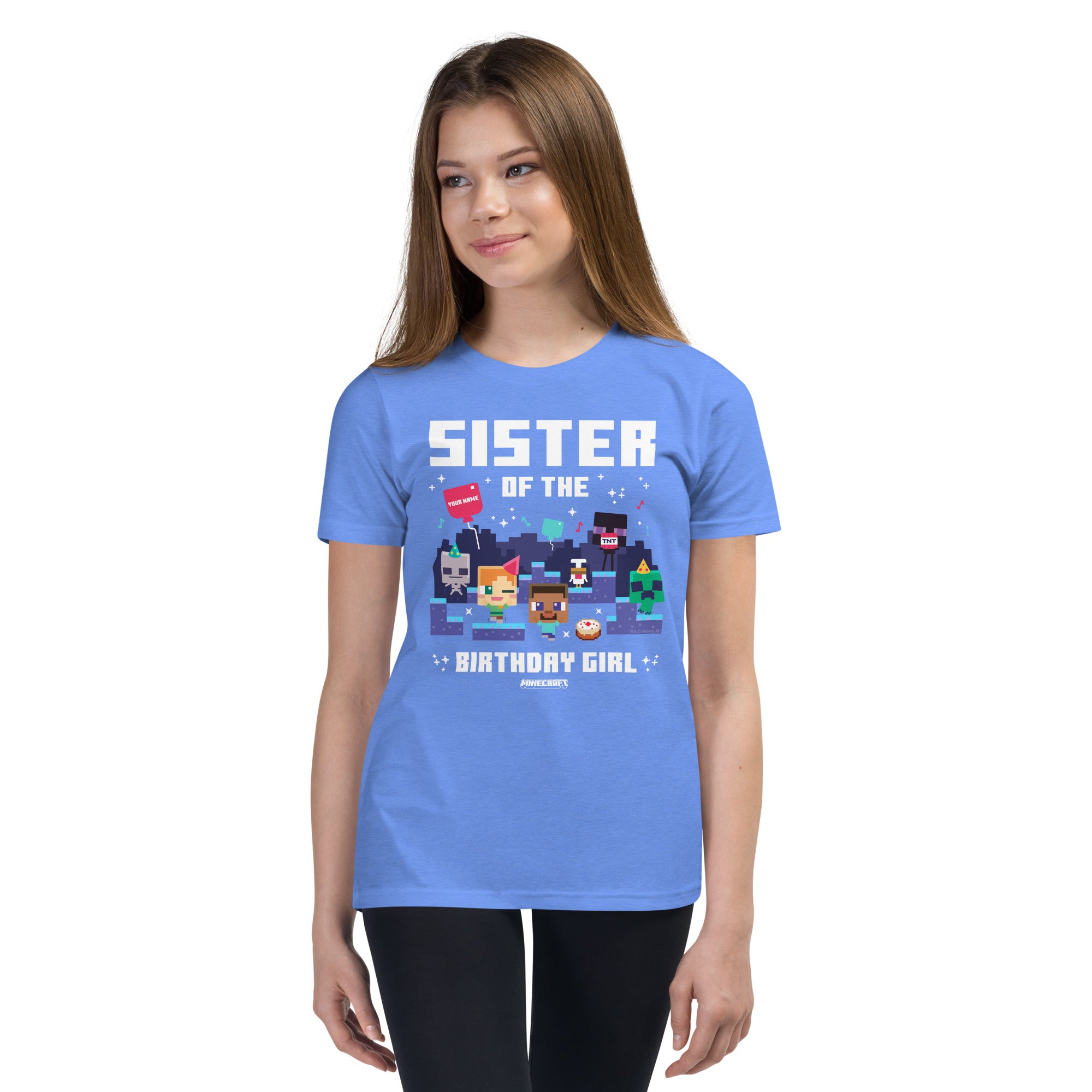 Alternative view of Minecraft Kids T-Shirt Sister Of The Birthday Girl Personalized Name